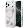Калъф за iPhone 17 Pro - Guess - Смолени цветя и брокат MagSafe (GUHMP17LRBFGFGMP) - Розов
