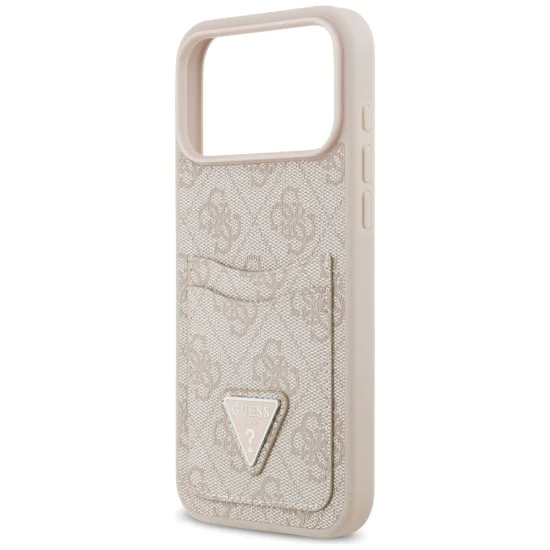 Калъф за iPhone 17 Pro Max - Guess - Hardcase 4G Double Card Triangle (GUHCP17XP4TPP) - Розов