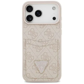 Калъф за iPhone 17 Pro Max - Guess - Hardcase 4G Double Card Triangle (GUHCP17XP4TPP) - Розов