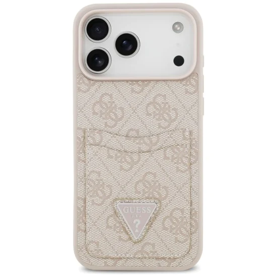 Калъф за iPhone 17 Pro Max - Guess - Hardcase 4G Double Card Triangle (GUHCP17XP4TPP) - Розов