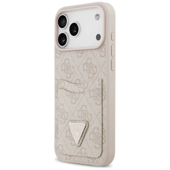 Калъф за iPhone 17 Pro Max - Guess - Hardcase 4G Double Card Triangle (GUHCP17XP4TPP) - Розов