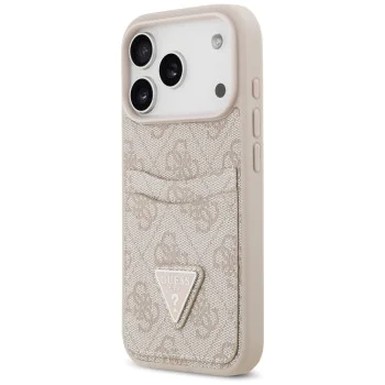 Калъф за iPhone 17 Pro - Guess - Hardcase 4G Double Card Triangle (GUHCP17LP4TPP) - Розов