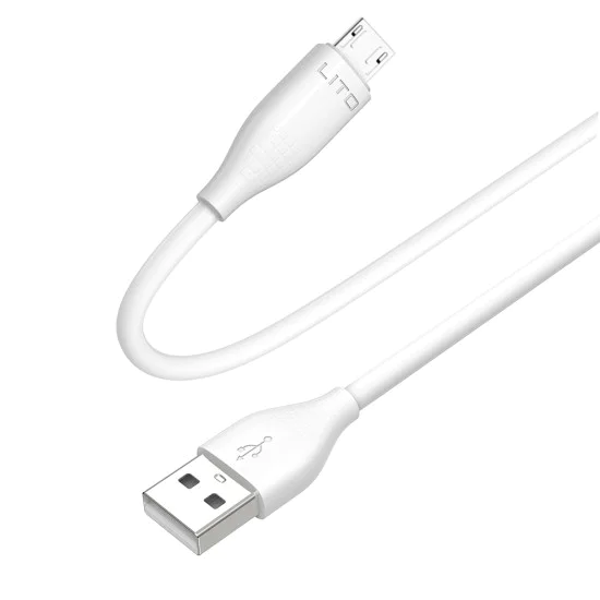 Кабел за данни с USB конектори, Micro-USB 60W, 1m - Lito (LD03) - Бял