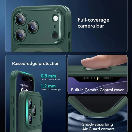 Калъф за iPhone 17 Pro Max - ESR - Classic Hybrid HaloLock - Frosted Зелен