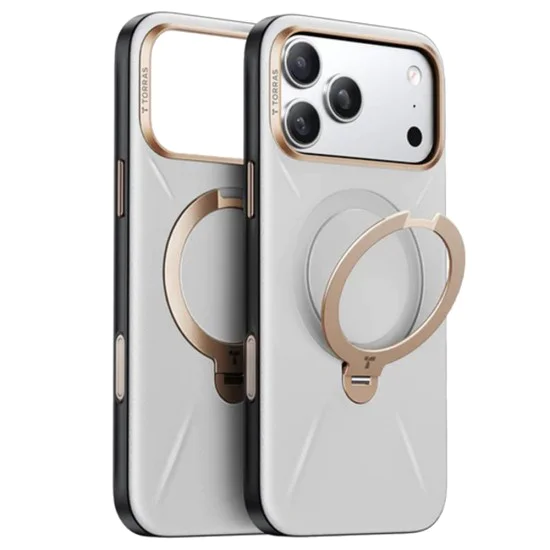 Калъф за iPhone 17 Pro Max - Torras - QPRO Leather Series - Сив