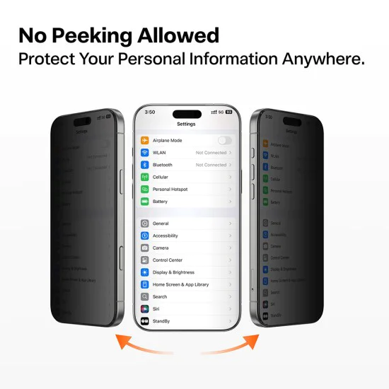 Протектор за iPhone 17 Pro Max - Torras - GlassGo Install Master Privacy - Черен