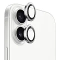 Протектор - Камера за iPhone 17 - Син - Оригинална метална рамка със стъклени лещи - Сребърен диамант