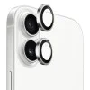 Протектор - Камера за iPhone 17 - Син - Оригинална метална рамка със стъклени лещи - Сребрист