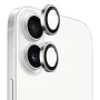 Протектор - Камера за iPhone 17 - Син - Оригинална метална рамка със стъклени лещи - Сребрист