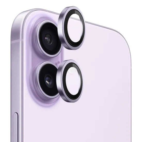 Протектор - Камера за iPhone 17 - Blueo - Оригинална метална рамка със стъклени лещи - Лилав