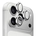 Протектор - Камера за iPhone 17 Pro / iPhone 17 Pro Max - Син - Оригинална метална рамка със стъклени лещи - Сребърен Диамант