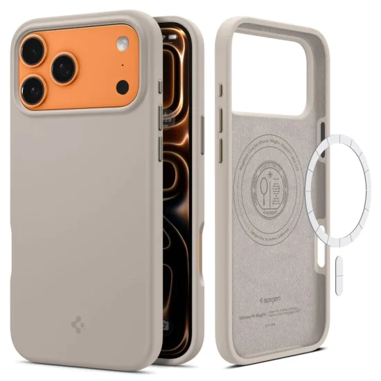 Калъф за iPhone 17 Pro Max – с MagSafe – Spigen Silicone Fit – Камък (Stone)