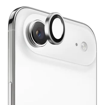 Протектор - Камера за iPhone 17 Air - Син - Оригинална метална рамка със стъклени лещи - Сребрист