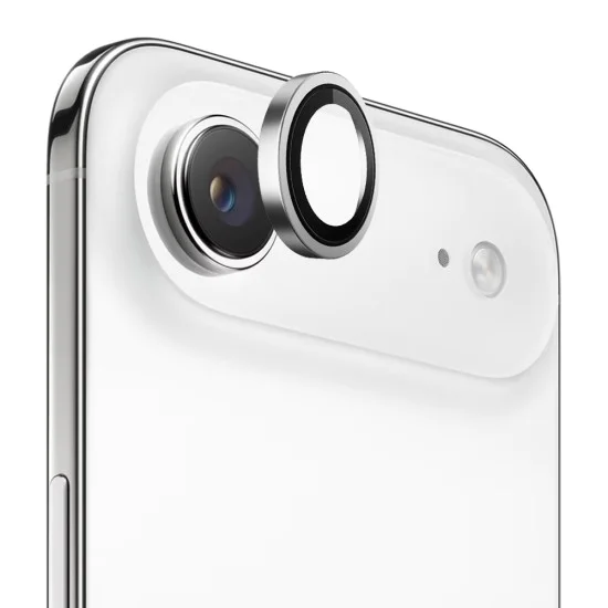 Протектор - Камера за iPhone 17 Air - Син - Оригинална метална рамка със стъклени лещи - Сребрист