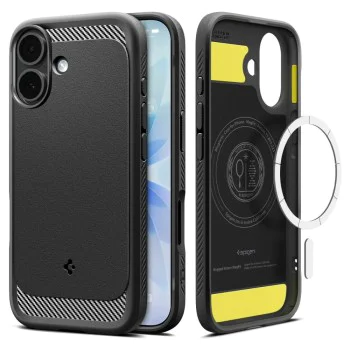 Калъф за iPhone 17 - Spigen - Rugged Armor MagSafe - Матирано Черен