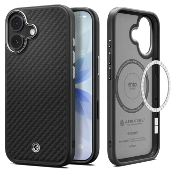 Калъф за iPhone 17 - Spigen - Enzo Aramid "T" MagSafe - Сребрист / Черен