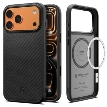 Калъф за iPhone 17 Pro - Spigen - Enzo Aramid "T" MagSafe - Черен