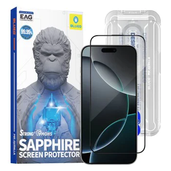 Протектор за iPhone 16 Pro - сапфирен скрийн протектор с апликатор Pro - черен