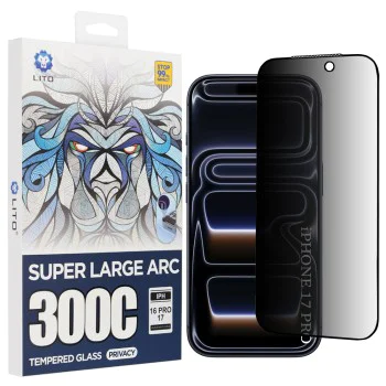 Протектор за iPhone 17 Pro - Lito - D+ Max Privacy 300C - Черен