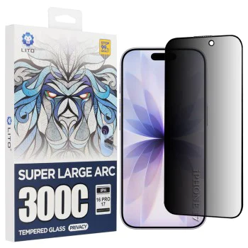 Протектор за iPhone 17 / iPhone 16 Pro - Lito - D+ Max Privacy 300C - Черен