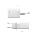 Fixed - Мини зарядно за стена (FIXC45M-CU-WH) - Бързо зареждане, USB, Type-C, PD 3.0, 45W, Компактен размер - Бял