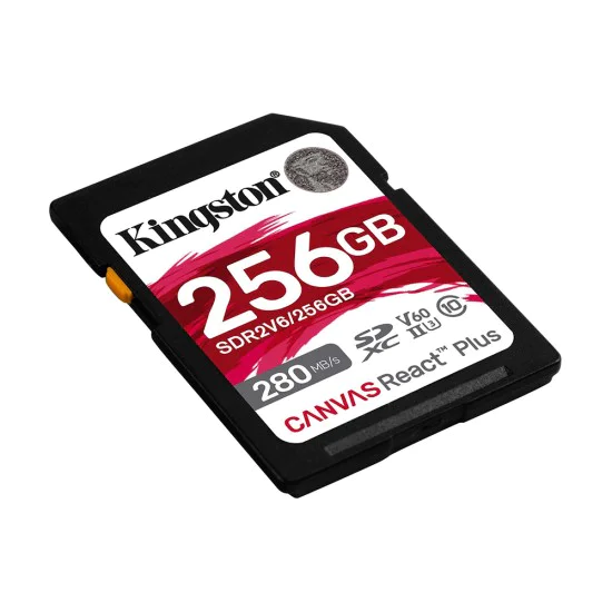 Kingston - Карта памет Canvas React Plus (SDR2V6/256GB) - SDXC, 256GB, 280MB/s, за 4K професионални UHS-II камери - Черен