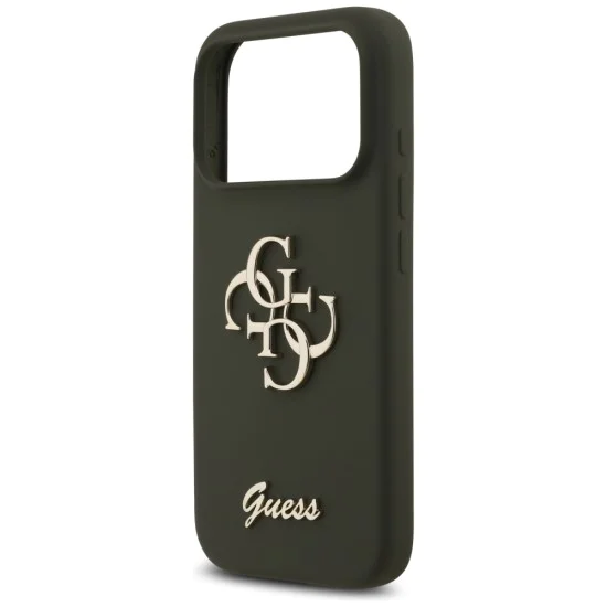 Калъф за iPhone 17 Pro Max - Guess - Силиконов Big 4G Script (GUHCP17XSC4GSMA) - Каки
