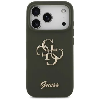 Калъф за iPhone 17 Pro Max - Guess - Силиконов Big 4G Script (GUHCP17XSC4GSMA) - Каки