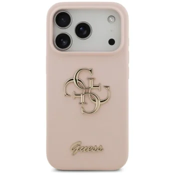 Калъф за iPhone 17 Pro - Guess - Силиконов Big 4G Script (GUHCP17LSC4GSMP) - Светло розов