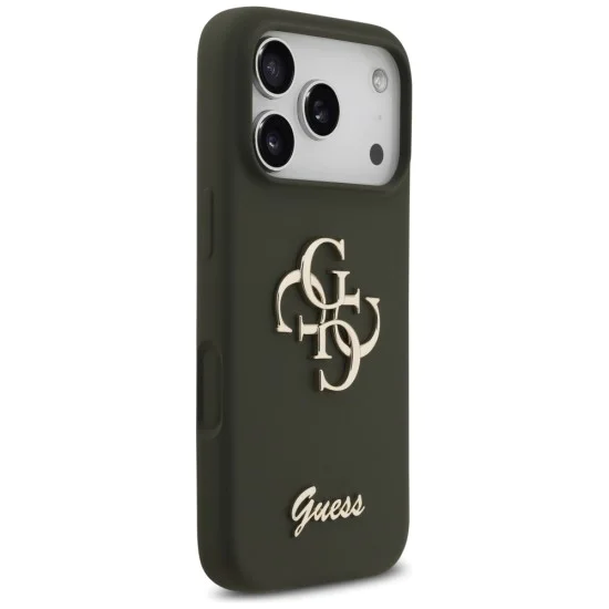 Калъф за iPhone 17 Pro - Guess - Силиконов Big 4G Script (GUHCP17LSC4GSMA) - Каки