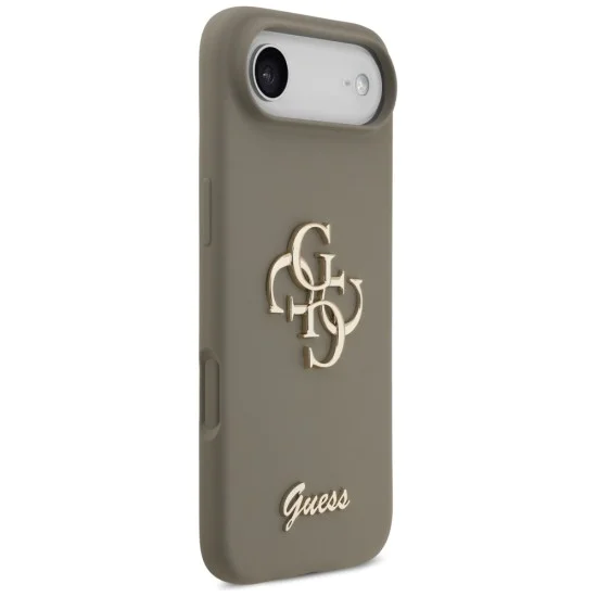 Калъф за iPhone 17 Air - Guess - Силиконов Big 4G Script (GUHCP17MSC4GSMW) - Кафяв