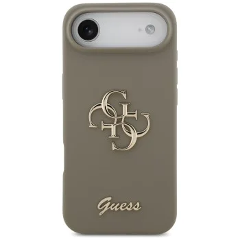 Калъф за iPhone 17 Air - Guess - Силиконов Big 4G Script (GUHCP17MSC4GSMW) - Кафяв