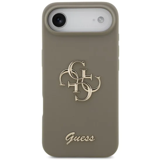 Калъф за iPhone 17 Air - Guess - Силиконов Big 4G Script (GUHCP17MSC4GSMW) - Кафяв