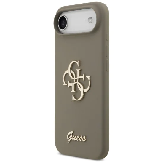 Калъф за iPhone 17 Air - Guess - Силиконов Big 4G Script (GUHCP17MSC4GSMW) - Кафяв