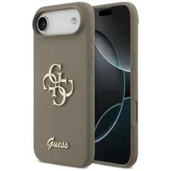 Калъф за iPhone 17 Air - Guess - Силиконов Big 4G Script (GUHCP17MSC4GSMW) - Кафяв