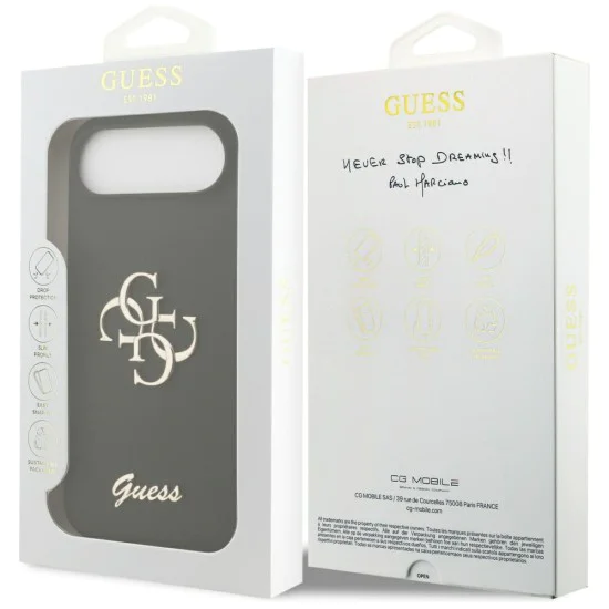 Калъф за iPhone 17 Air - Guess - Силиконов Big 4G Script (GUHCP17MSC4GSMK) - Черен