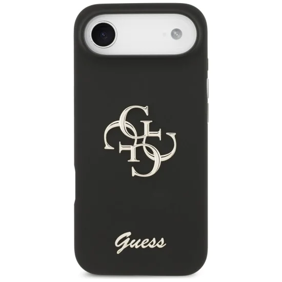 Калъф за iPhone 17 Air - Guess - Силиконов Big 4G Script (GUHCP17MSC4GSMK) - Черен