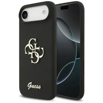 Калъф за iPhone 17 Air - Guess - Силиконов Big 4G Script (GUHCP17MSC4GSMK) - Черен