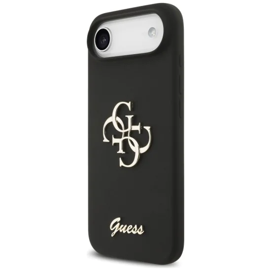 Калъф за iPhone 17 Air - Guess - Силиконов Big 4G Script (GUHCP17MSC4GSMK) - Черен