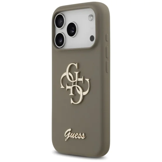 Калъф за iPhone 17 Pro Max - Guess - Силиконов Big 4G Script (GUHCP17XSC4GSMW) - Кафяв