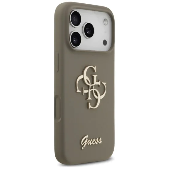 Калъф за iPhone 17 Pro Max - Guess - Силиконов Big 4G Script (GUHCP17XSC4GSMW) - Кафяв
