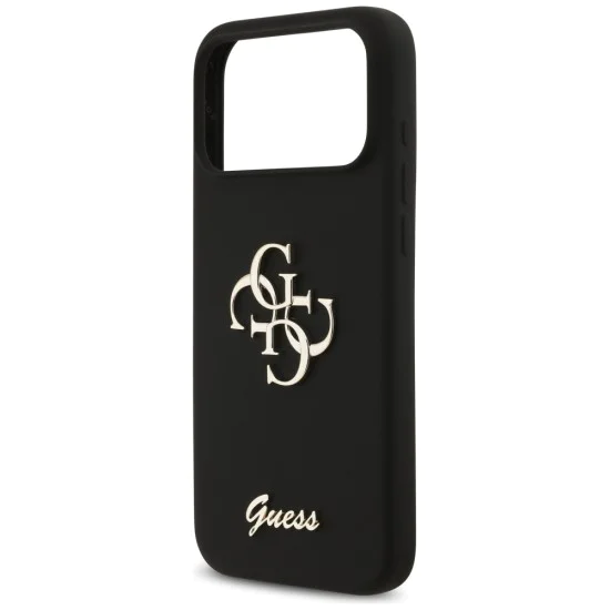 Калъф за iPhone 17 Pro Max - Guess - Силиконов Big 4G Script (GUHCP17XSC4GSMK) - Черен