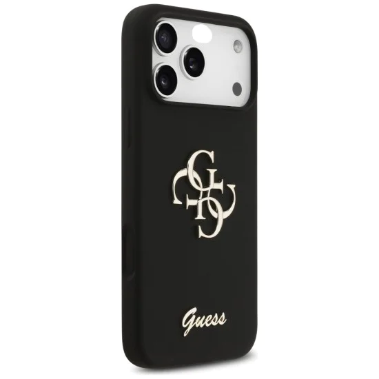 Калъф за iPhone 17 Pro Max - Guess - Силиконов Big 4G Script (GUHCP17XSC4GSMK) - Черен