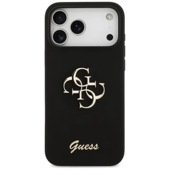 Калъф за iPhone 17 Pro Max - Guess - Силиконов Big 4G Script (GUHCP17XSC4GSMK) - Черен