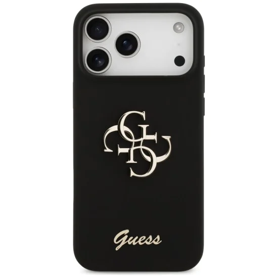 Калъф за iPhone 17 Pro Max - Guess - Силиконов Big 4G Script (GUHCP17XSC4GSMK) - Черен