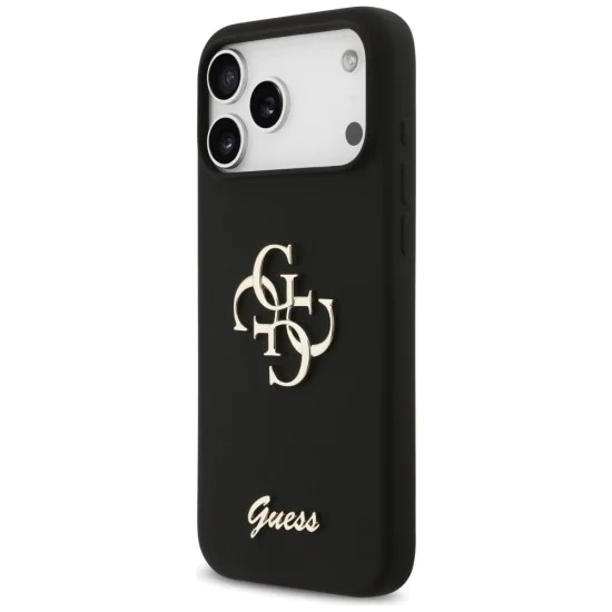 Калъф за iPhone 17 Pro Max - Guess - Силиконов Big 4G Script (GUHCP17XSC4GSMK) - Черен