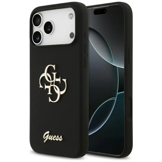 Калъф за iPhone 17 Pro Max - Guess - Силиконов Big 4G Script (GUHCP17XSC4GSMK) - Черен