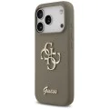 Калъф за iPhone 17 Pro - Guess - Силиконов Big 4G Script (GUHCP17LSC4GSMW) - Кафяв