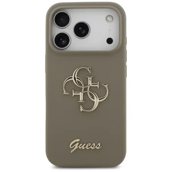 Калъф за iPhone 17 Pro - Guess - Силиконов Big 4G Script (GUHCP17LSC4GSMW) - Кафяв