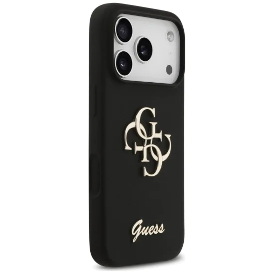 Калъф за iPhone 17 Pro - Guess - Силиконов Big 4G Script (GUHCP17LSC4GSMK) - Черен